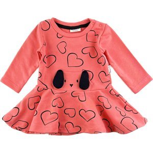 Miniworld Dievčenské šaty- Psíček, lososové veľkosť: 74 (6-9m)