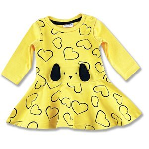 Miniworld Dievčenské šaty- Psíček, žlté veľkosť: 80 (9-12m)