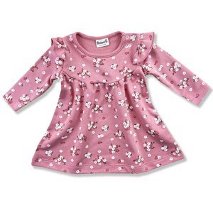 Miniworld Dievčenské šaty na chladnejšie dni- Kvetinky veľkosť: 74 (6-9m)
