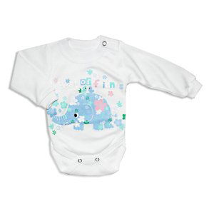 BABY´S WEAR Detské body - SLONÍK, biele veľkosť: 68