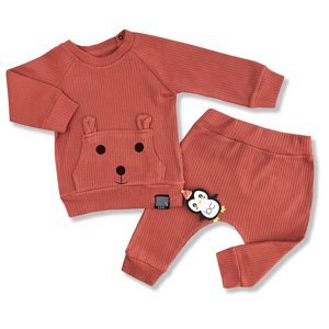 Baby Cool (oblečenie s MALOU VADOU)2dielny set pre bábätká- Macko, tehlový veľkosť: 74 (6-9m)