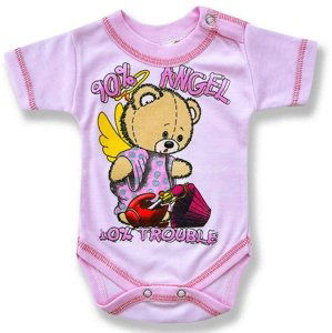 BABY´S WEAR Detské body, krátky rukáv- ANGEL, ružové veľkosť: 86