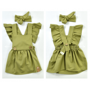 Popshops Dievčenské letné šaty - Lena, olivové veľkosť: 68 (4-6m)