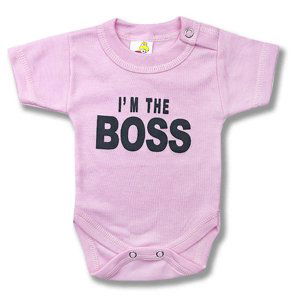 BABY´S WEAR Kojenecké body, krátky rukáv - Boss, ružové veľkosť: 56 (0-2m)