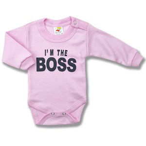 BABY´S WEAR Detské body - I'M BOSS, ružové veľkosť: 62