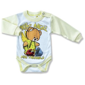 BABY´S WEAR Detské body - ANGEL, žlto-biele veľkosť: 68 (4-6m)