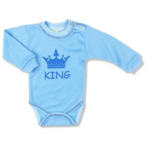 BABY´S WEAR Detské body - King, modré veľkosť: 80 (9-12m)
