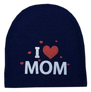 Albimama Detská čiapka - I love Mom, modrý, 0-6m. veľkosť: 0-6m