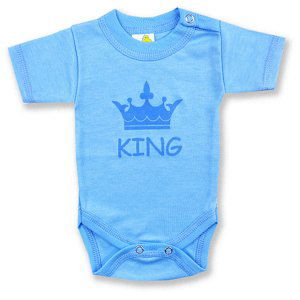 BABY´S WEAR Kojenecké body - krátky rukáv, King, modré veľkosť: 56 (0-2m)