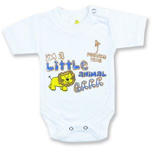 BABY´S WEAR Detské body, krátky rukáv- Animal, biele veľkosť: 56