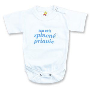 BABY´S WEAR Kojenecké body - krátky rukáv, Prianie, biele veľkosť: 86