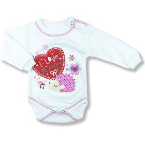 BABY´S WEAR Detské body - I LOVE MUMMY, biele-ruž. veľkosť: 80