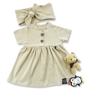 Baby Cool Dievčenské letné šaty- Plyšový macko, béžové veľkosť: 80 (9-12m)