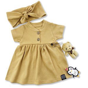 Baby Cool Dievčenské letné šaty- Plyšový macko, hnedé veľkosť: 9 mesiac