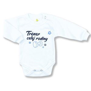 BABY´S WEAR Detské body - Tréner, biele veľkosť: 56 (0-2m)