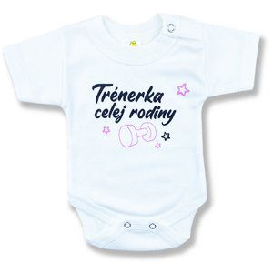 BABY´S WEAR Detské body, krátky rukáv- Trénerka, biele veľkosť: 56