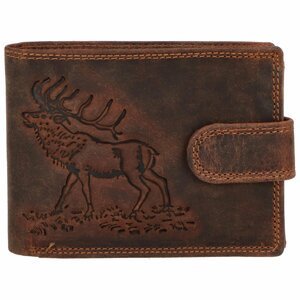 Pánska kožená peňaženka s motívom jeleňa, hnedá