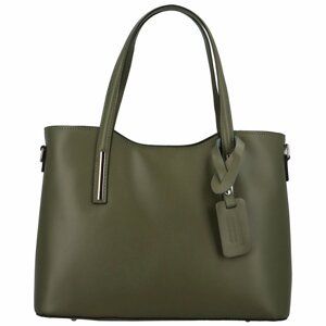Väčšia kožená kabelka tmavo zelená - ItalY Sandy