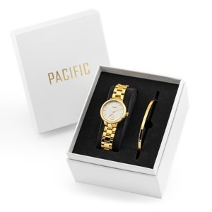 Dámske hodinky PACIFIC X6006 - gold/white - komplet prezentowy (zy730a)