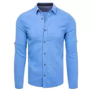 Praktická modrá pánska košeľa