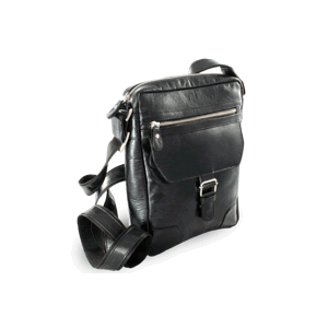 Černý pánský kožený zipový crossbag 215-1792-60 CRU