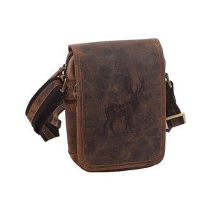 Pánske kožené crossbody tmavohnedý hunter embos jeleň celý 250591