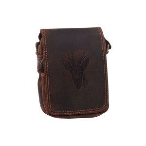 Pánske kožené crossbody tmavohnedý hunter embos srnec hlava II 250591