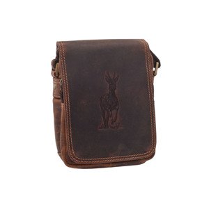 Pánske kožené crossbody tmavohnedý hunter embos srnec celý 250591