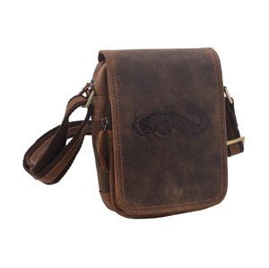 Pánske kožené crossbody tmavohnedý hunter embos sumec 250591