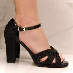 Dámske čierne trblietavé sandále HAYLEE