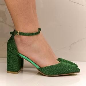 Dámske zelené trblietavé sandále JENNIE
