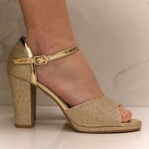 Dámske zlaté trblietavé sandále ENVITA