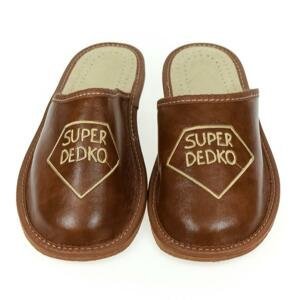 Pánske hnedé kožené papuče SUPER DEDKO