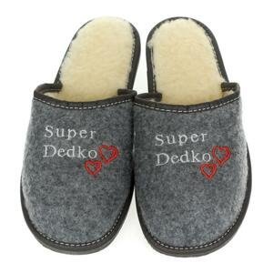 Pánske zateplené sivé filcové papuče SUPER DEDKO