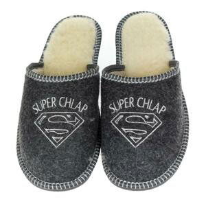 Pánske zateplené sivé filcové papuče SM SUPER CHLAP