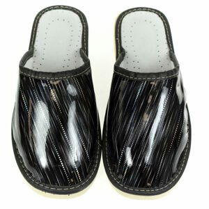 Dámske čierne nezateplené trblietavé papuče LEJKA