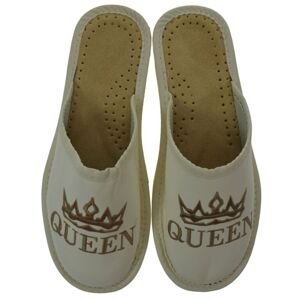 Dámske bielo-béžové papuče QUEEN