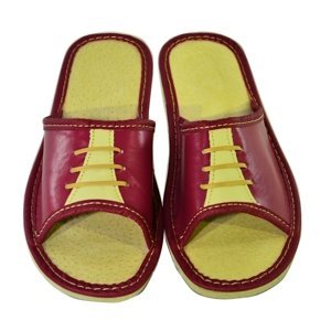 Dámske červené kožené papuče ZARA