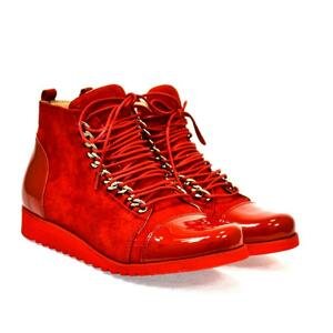 Dámske kožené červené topánky MISCHELL