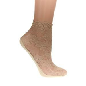 Dámske béžové čipkované ponožky ISELA