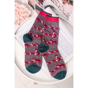 Sivo-červené ponožky Animal Kin Socks