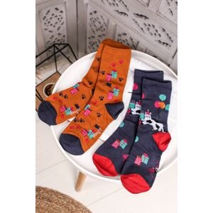 Viacfarebné ponožky Lora Bamboo Party Cat Socks in a Bag - dvojbalenie