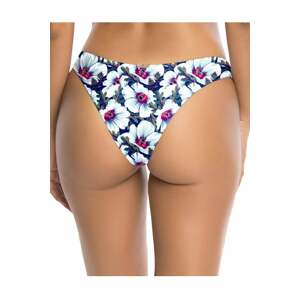 Modro-biele kvetované plavkové nohavičky brazílskeho strihu Cheeky Brazilian Cut Bikini Hibiscus