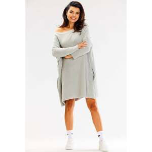 Sivé svetrové oversized šaty A618