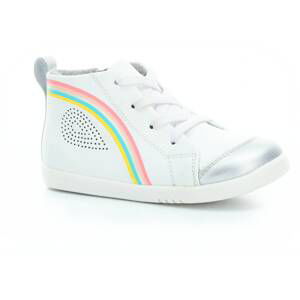 Bobux Alley-Oop White+Silver+Rainbow Aj walk/Kid + členkové barefoot topánky 26 EUR