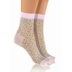 Sesto Senso Fashion Nylon tečky perleťové/růžové Dámské ponožky