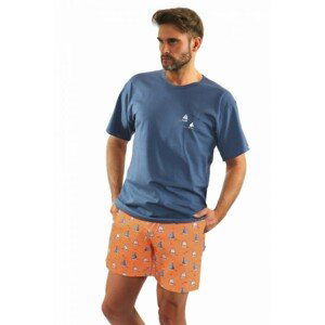 Sesto Senso 2556/08 jeans/oranžové Pánské pyžamo