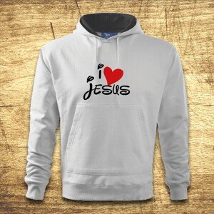 Mikina s kapucňou s motívom I love Jesus