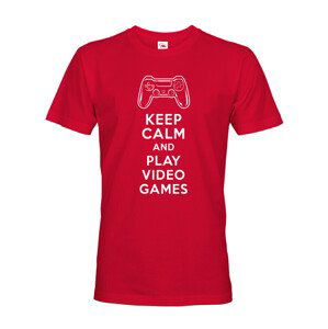 Pánské tričko s potlačou Keep calm and play video games - pre hráčov