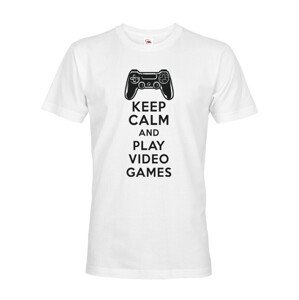 Pánské tričko s potlačou Keep calm and play video games - pre hráčov